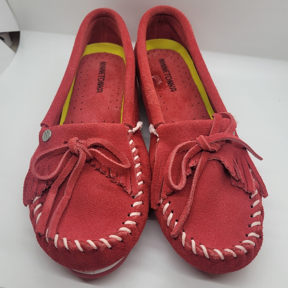 Minnetonka Red Suede Moccasins
